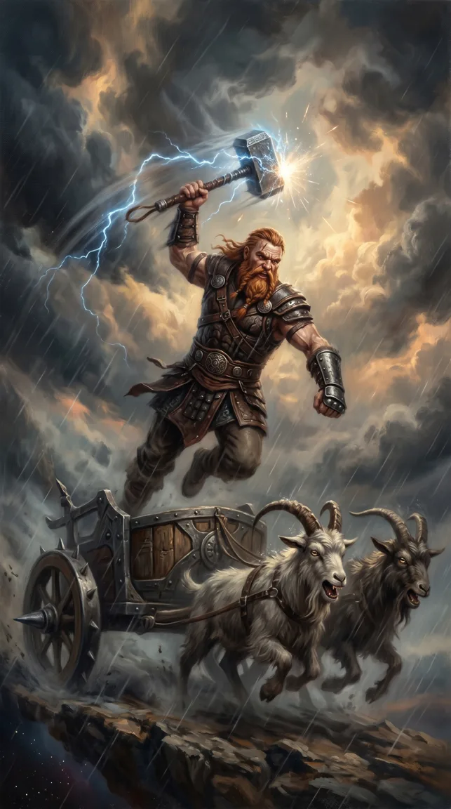 Þórr the Thunderer — a powerful red-bearded warrior gripping the hammer Mjǫllnir.